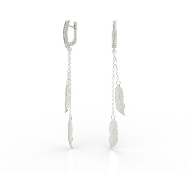 

Срібні сережки "Feather Diamond"
