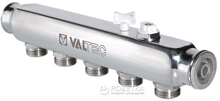

Коллектор VALTEC из нержавеющей стали с межосевым расстоянием выходов 50 мм 1"х 3/4" евроконус (7 вых.) (VTc.505.SS.060507)