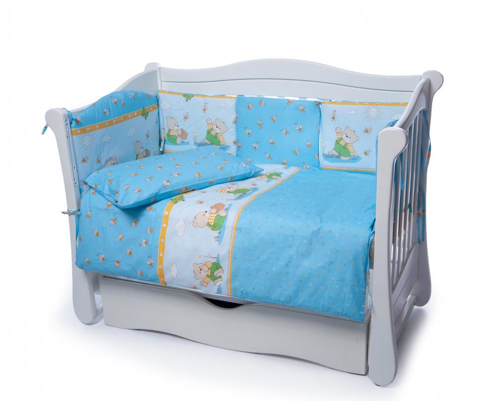 

Комплект постельного белья с защитным бампером детский Медуны Twins Comfort New, 4 элемента, голубой