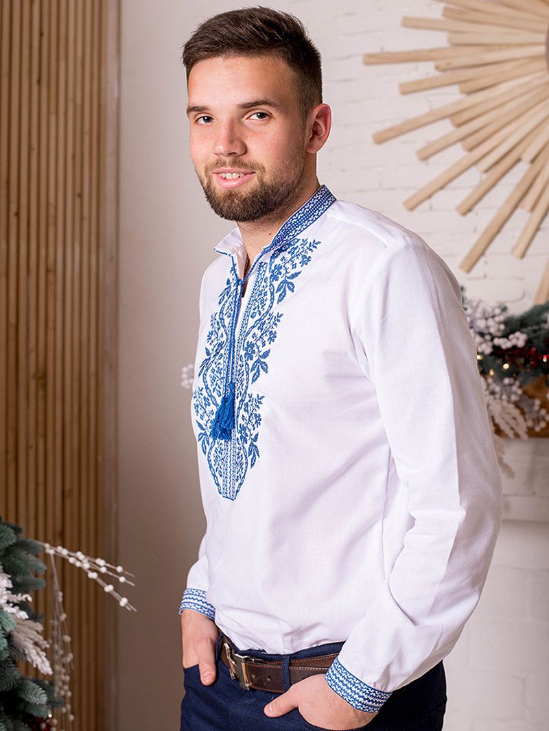 

Вишиванка Етно-Сіті Сокальська ніч з синьою вишивкою 4XL Біла (8151/4XL)