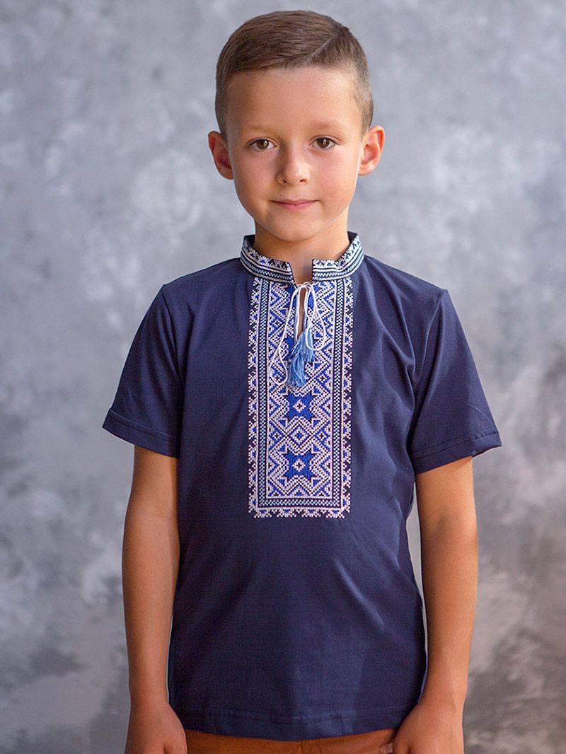 

Футболка з вишивкою Етно-Сіті Алатирко синій 152-158 Синя (675/152)