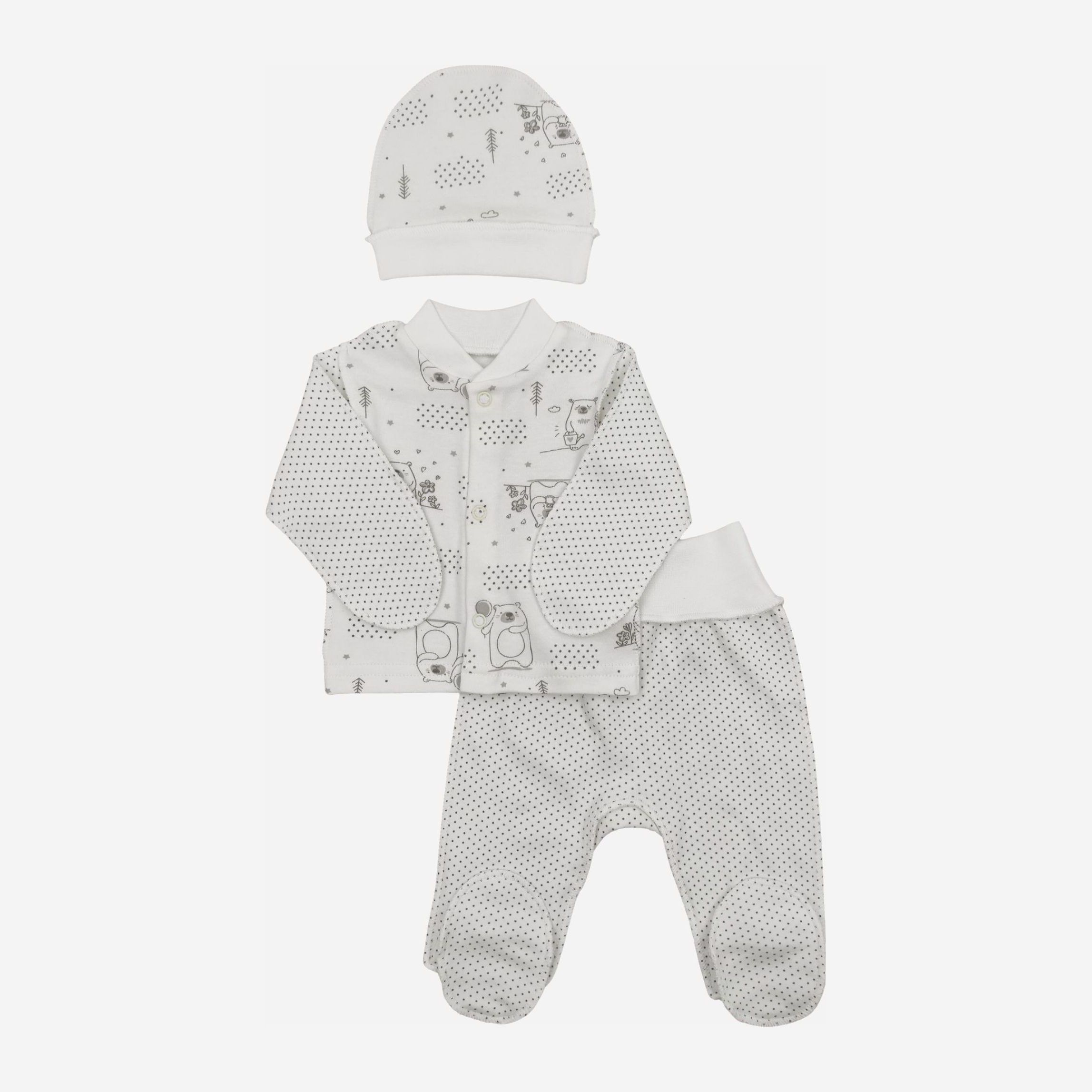 

Комплект (кофточка + штанишки + шапочка) Кена 112442-н0301 62 см Молочный