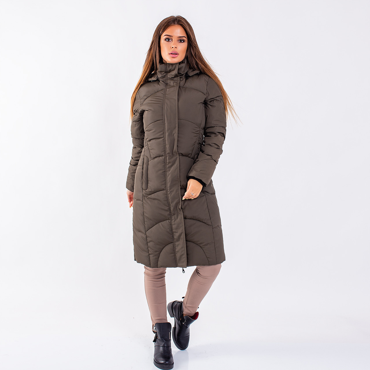 

Женское пальто Indigo N 005T OLIVE Длинная, M, Плащевка, Оливковый