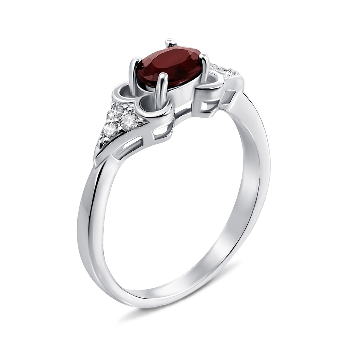 

Серебряное кольцо с гранатом и фианитами 000135303 18 размера