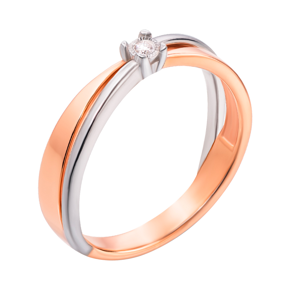 

Помолвочное кольцо в комбинированном цвете золота с бриллиантом и алмазной гранью 000131416 18 размера