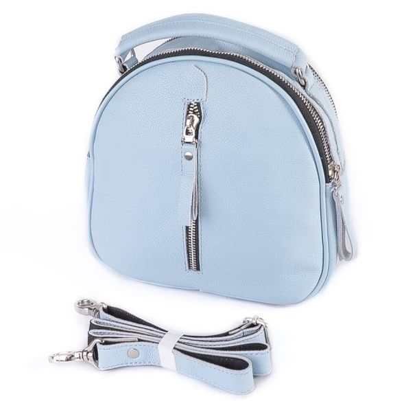 

Молодежная кожаная сумка через плечо Камелия М266 light blue