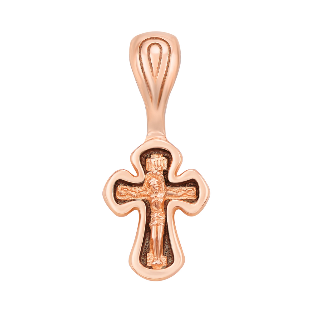 

Крестик из красного золота с чернением 000125389