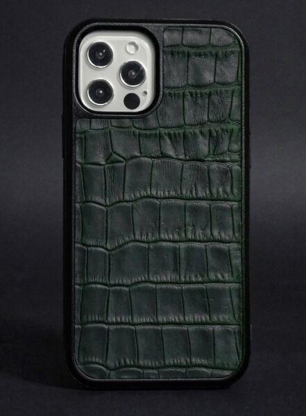 

Кожаный чехол LIMITED Croco Skin для Apple iPhone 12 Pro Max - Green