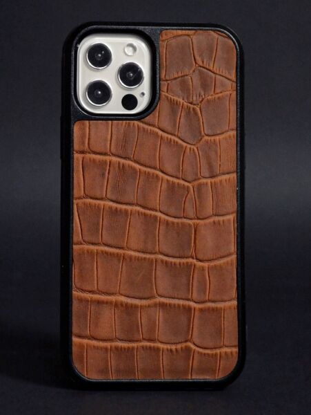 

Кожаный чехол LIMITED Croco Skin для Apple iPhone 12 Pro Max - Brown