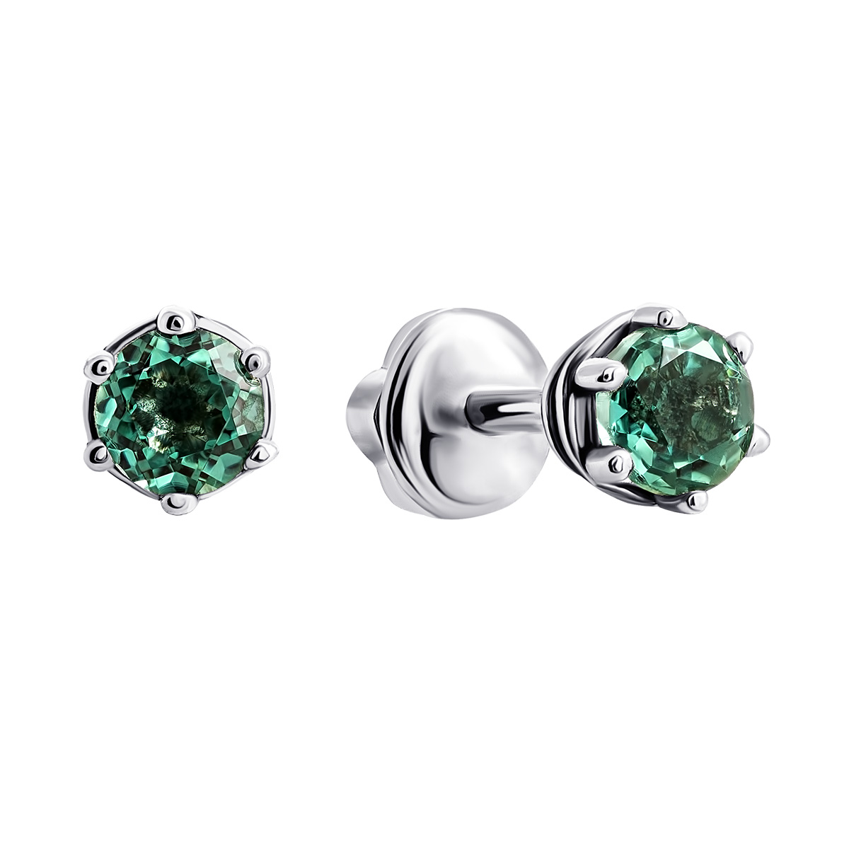 

Серебряные пуссеты с зеленым кварцем 2090/9р-QGR