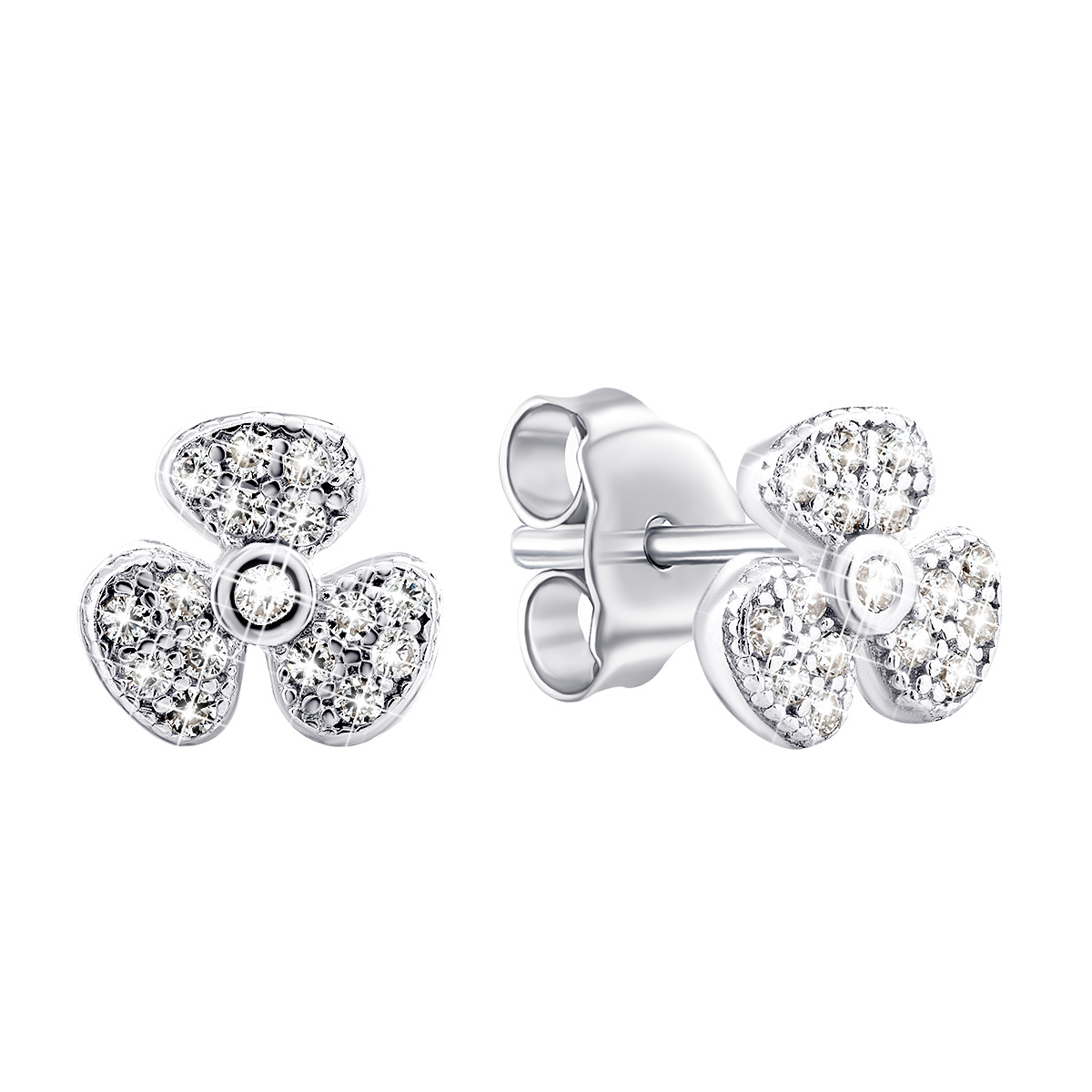 

Серебряные пуссеты Клевер с фианитами TE014001