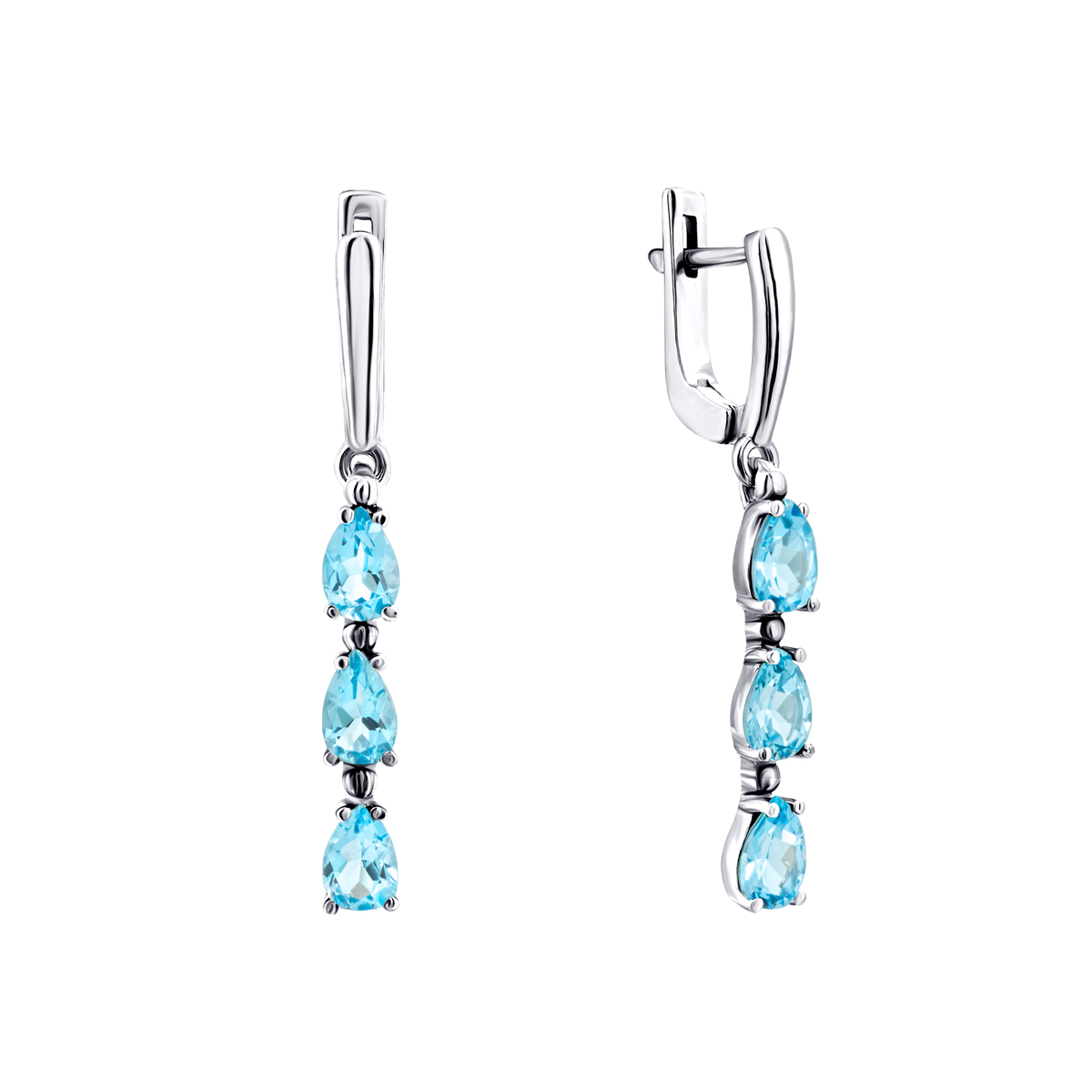 

Серебряные серьги-подвески с топазом swiss и фианитами 2960/9р-TSWB