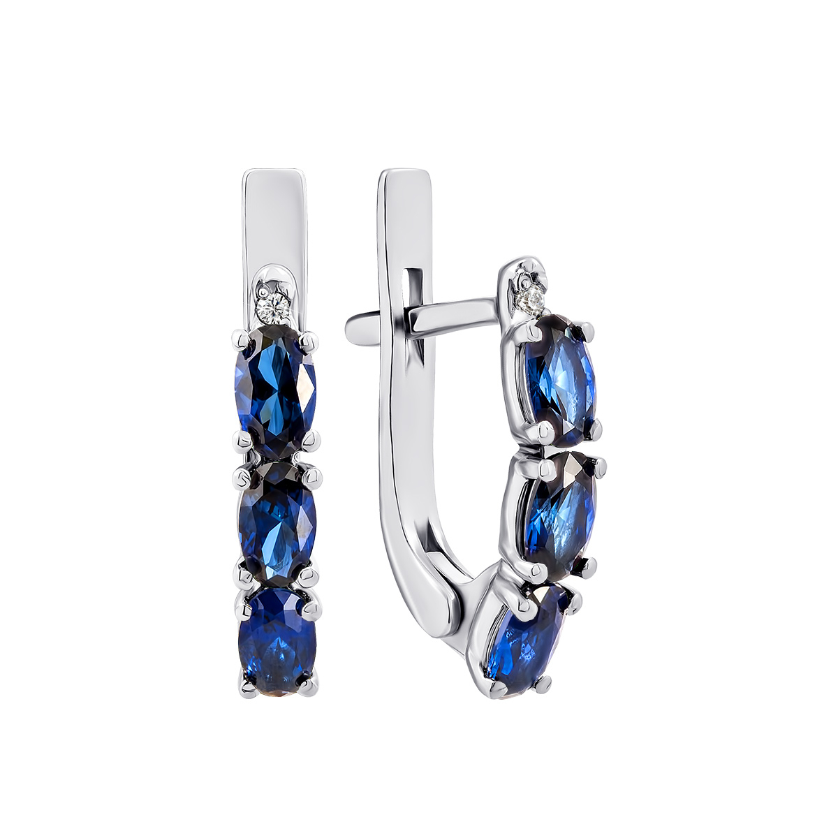 

Серебряные серьги с гидротермальным сапфиром и фианитами 2981/9р-HSPH