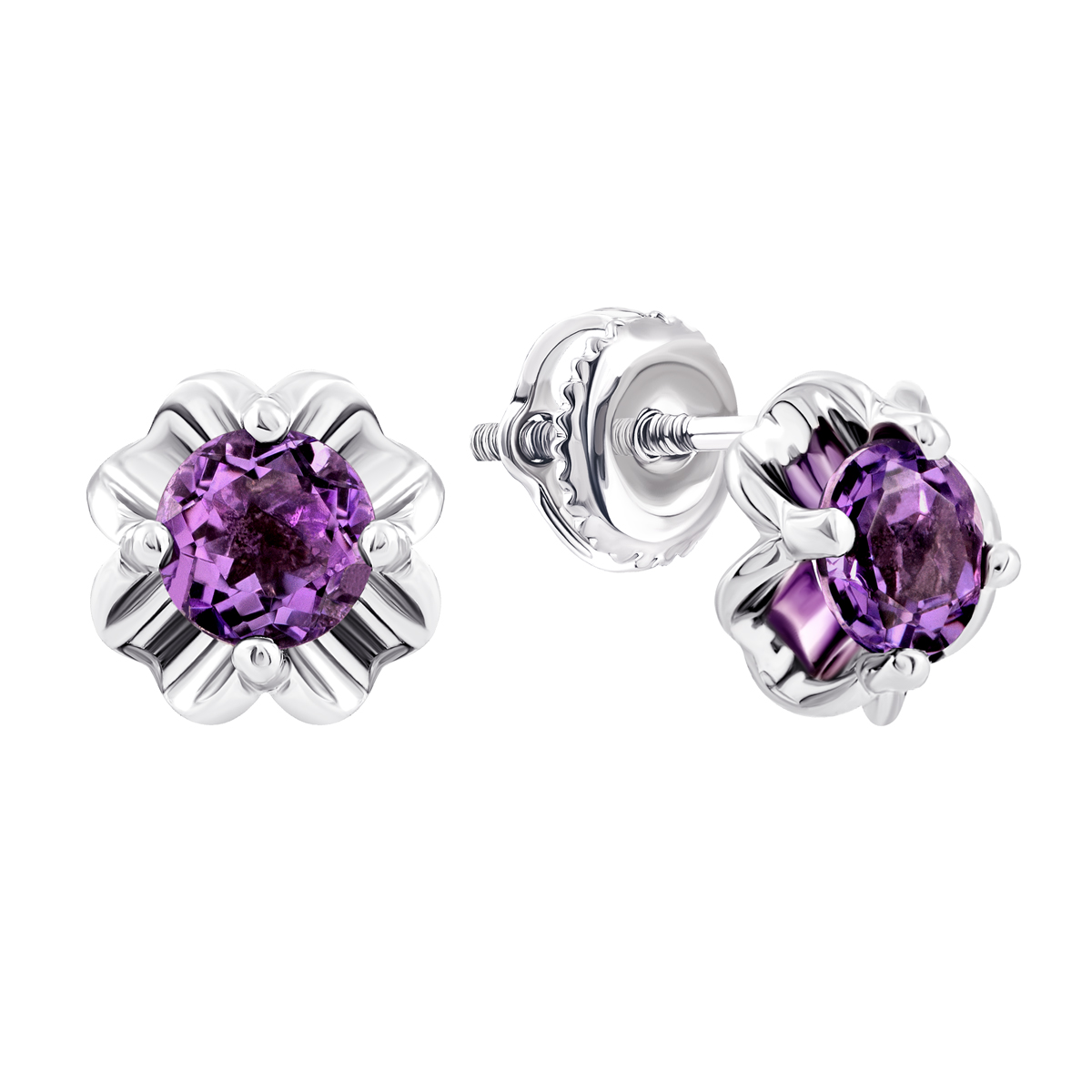

Серебряные пуссеты с аметистом Тд0069/ам-E