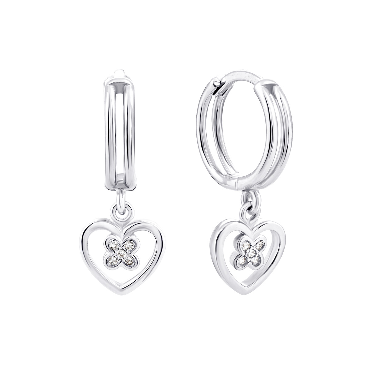 

Серебряные серьги-подвески Сердце с фианитами 1EA98712