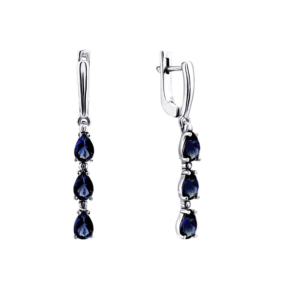 

Серебряные серьги-подвески с гидротермальным сапфиром 2960/9р-HSPH