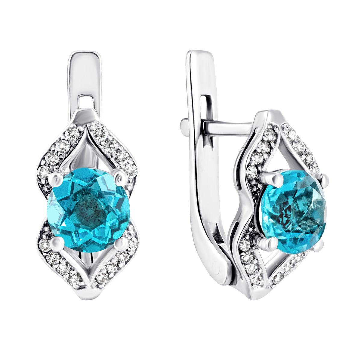 

Серебряные серьги с топазом swiss и фианитами 2051/1р-TSWB