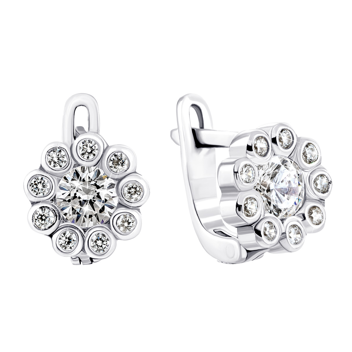 

Серебряные серьги Цветы с фианитами 2261/1р-CZ