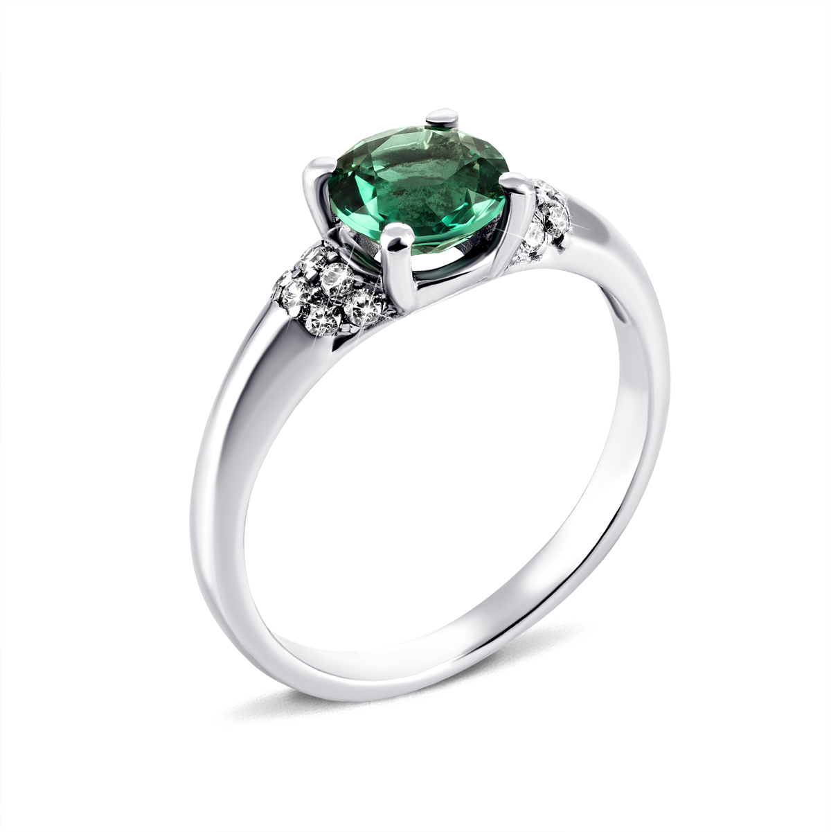 

Серебряное кольцо с зеленым кварцем и фианитами 16 размер 1582/1р-QGR