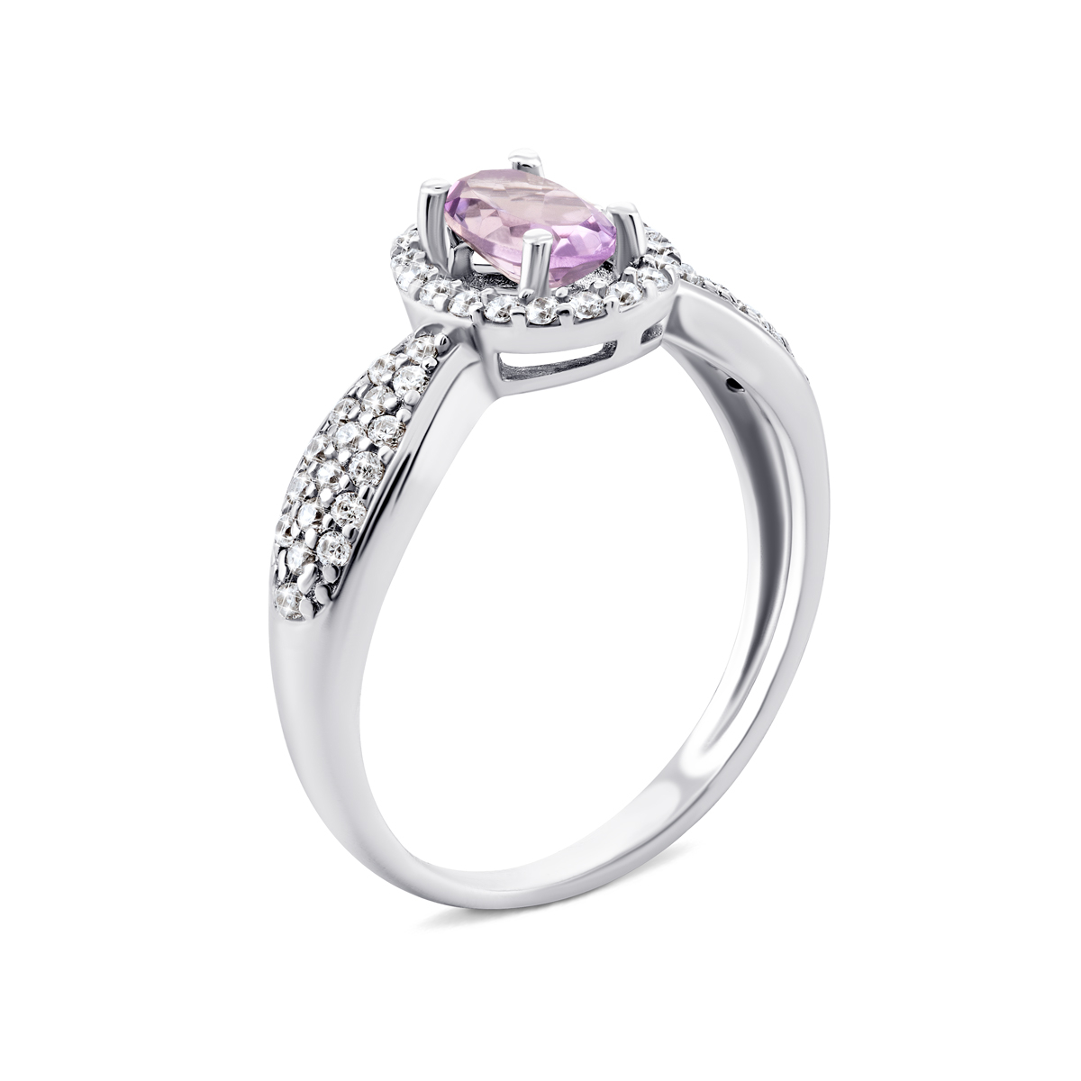 

Серебряное кольцо с аметистом и фианитами 16.5 размер 1511/1р-AMET