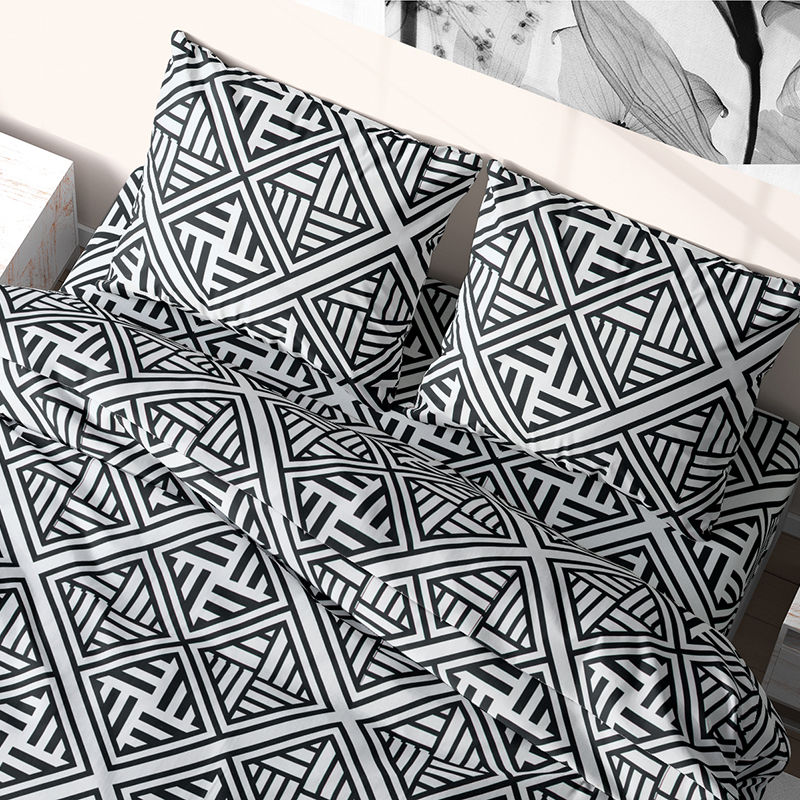 

Комплект постельного белья из бязи Time Textile Лабиринт двуспальный Белый, Черный TT170408-d 70х70