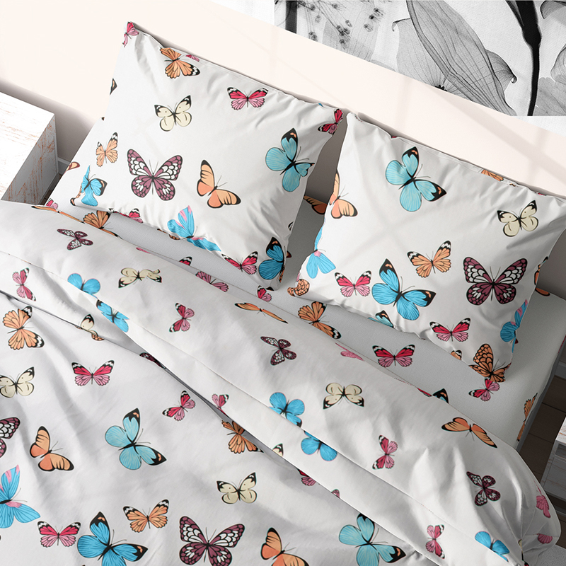 

Комплект постельного белья из бязиTime Textile Долина бабочек евро Разноцветный TT170396-e 70х70