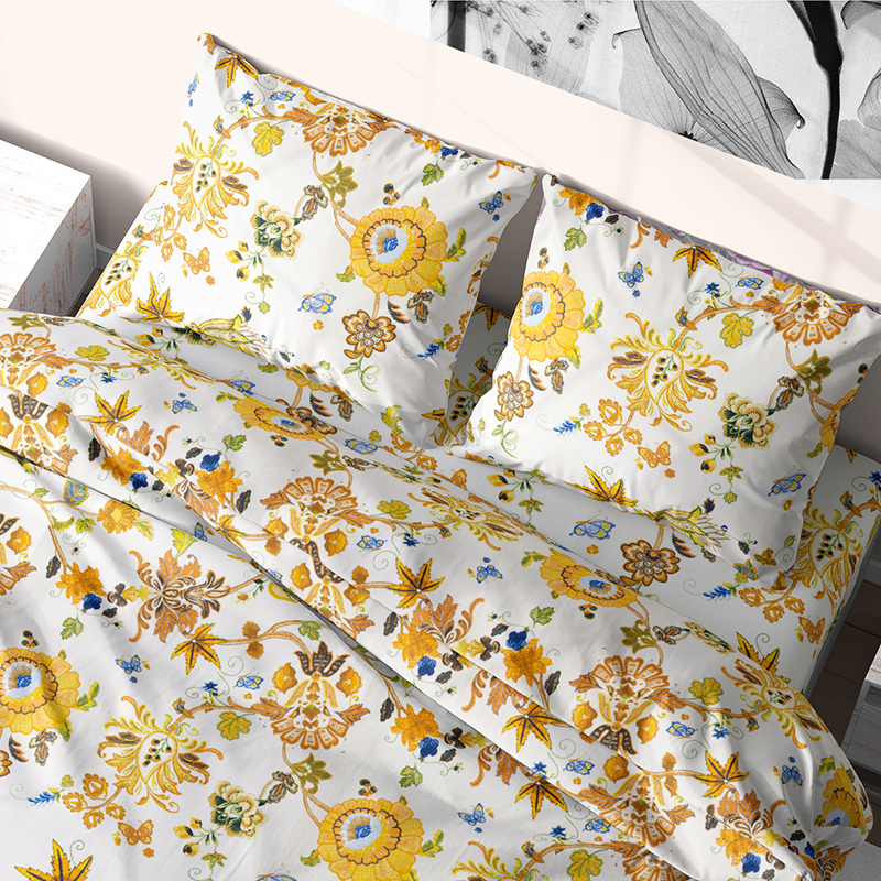 

Комплект постельного белья из бязиTime Textile Солнечный день евро Желтый TT170440-e 50х70