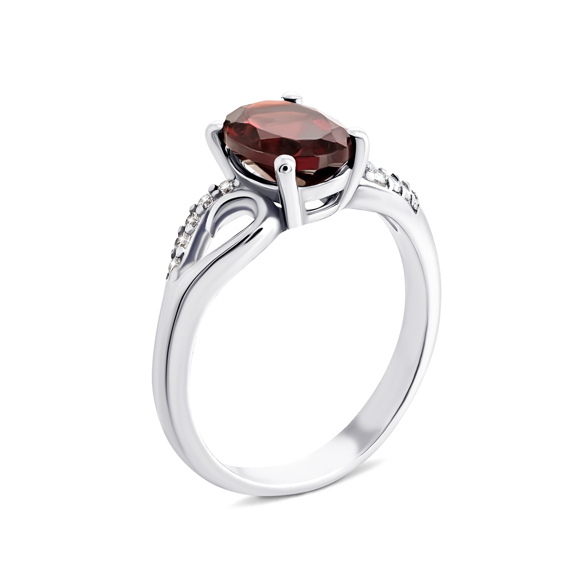 

Серебряное кольцо с гранатом и фианитами 17 размер 1481/1р-GARN