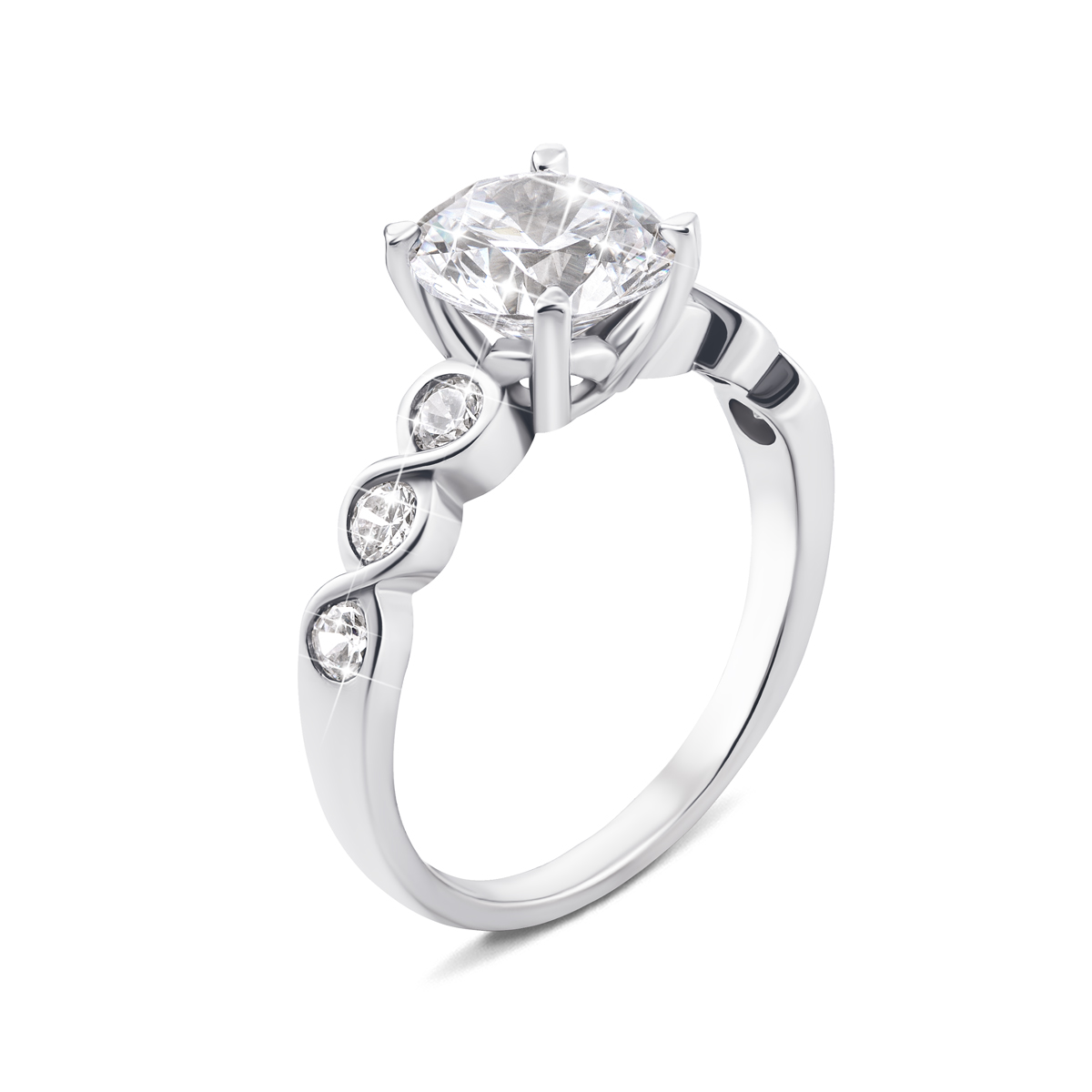 

Серебряное кольцо с фианитами 17.5 размер 1RI59505