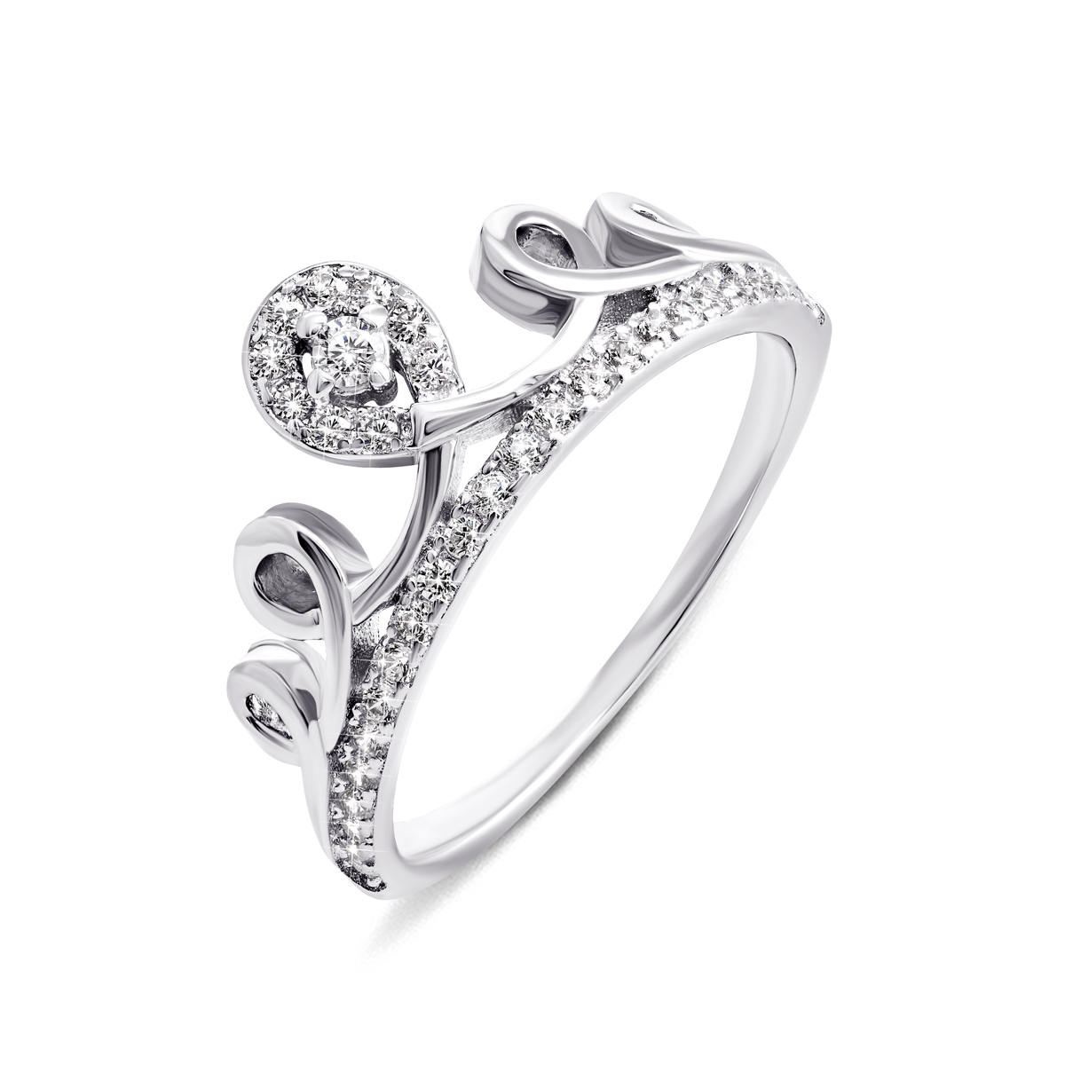 

Серебряное кольцо Корона с фианитами 17.5 размер 1RI68405