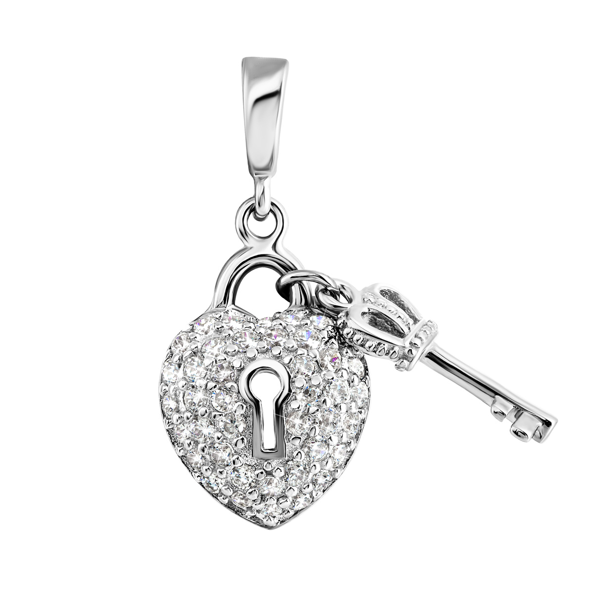 

Серебряная подвеска Ключик от сердца с фианитами П2Ф/070