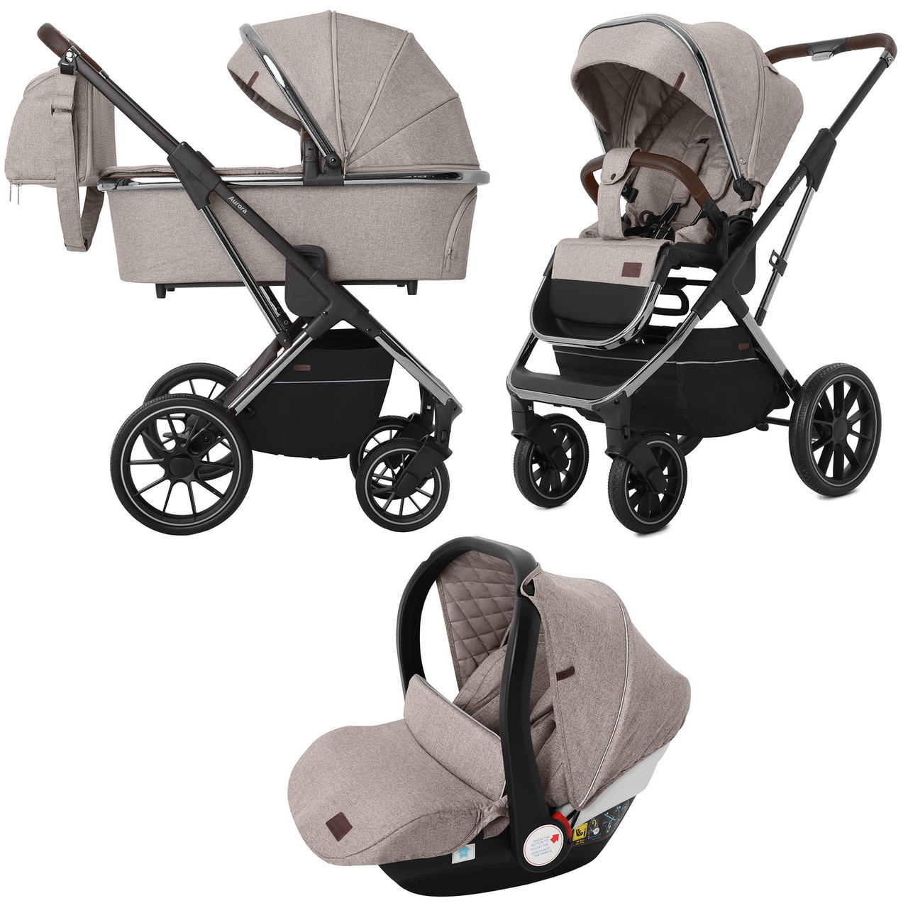 

Коляска универсальная CARRELLO Aurora CRL-6502/1 (3in1) Almond Beige +дождевик