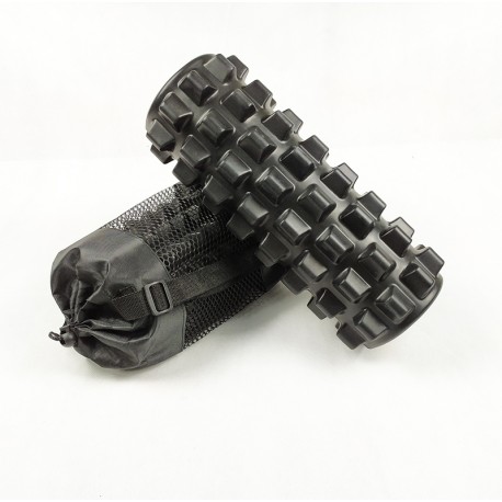 

Валик массажный 33 см FitMagic Roller Pro ребристый жесткий для спины мышц тела черный