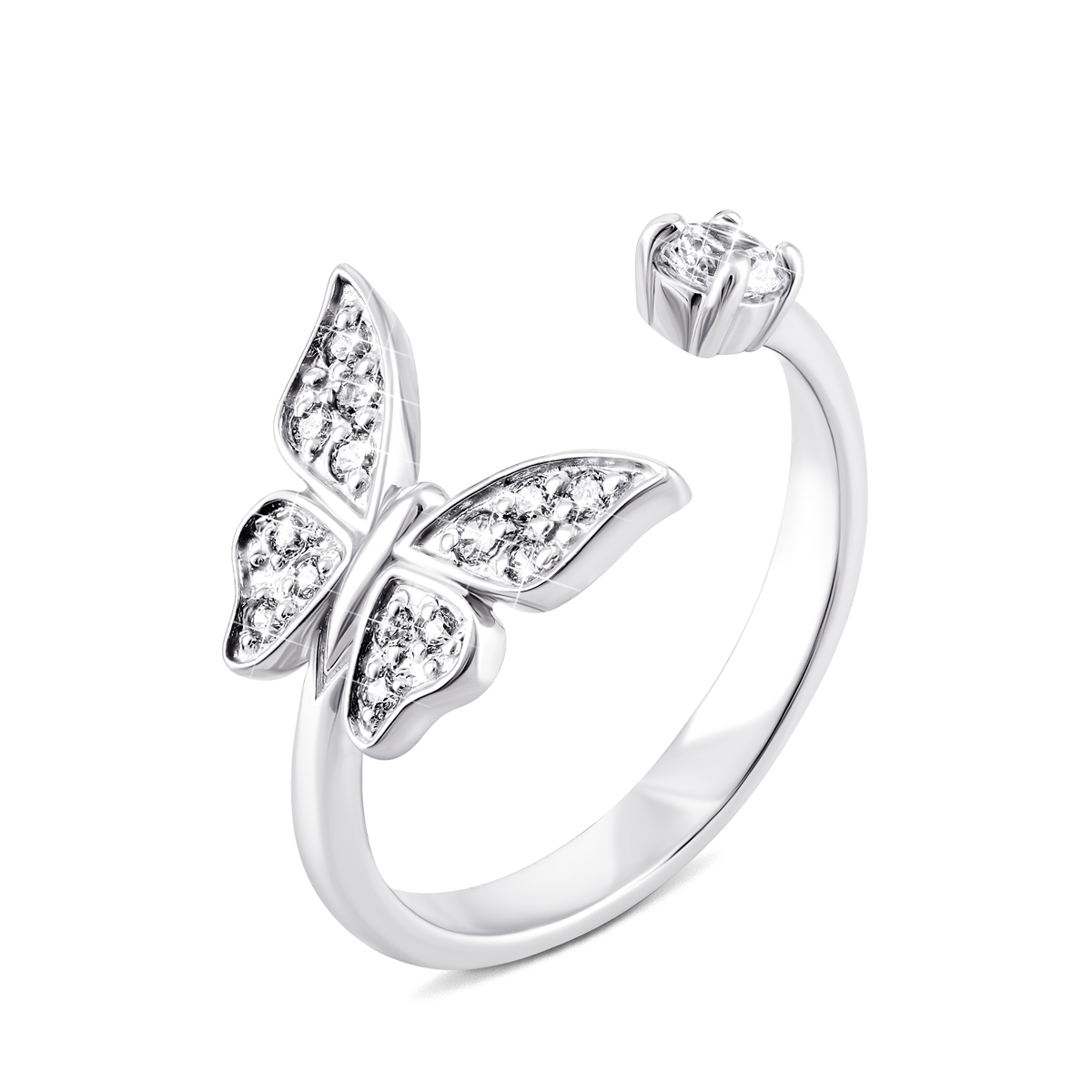 

Серебряное кольцо Бабочка с фианитами 17 размер 500355-Р