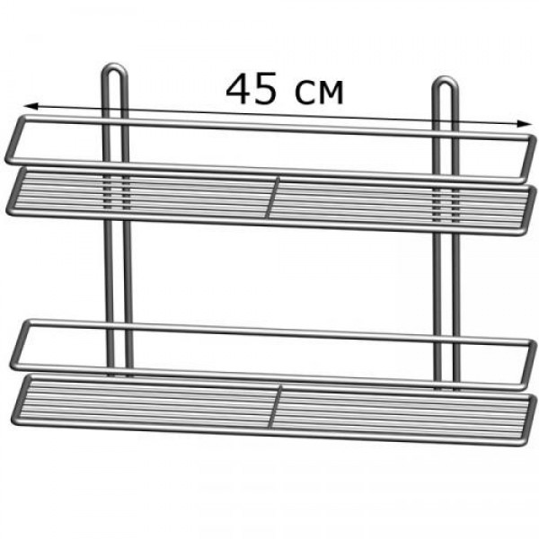 

Полка для ванной Metal Style 45222 хромированая прямая двухуровневая двухконтурная 45х11х33 см
