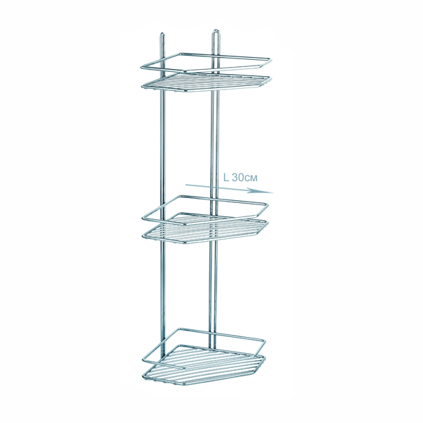 

Полка для ванной Metal Style 30332 хромированая угловая трехуровневая трехконтурная 30х30х84 см
