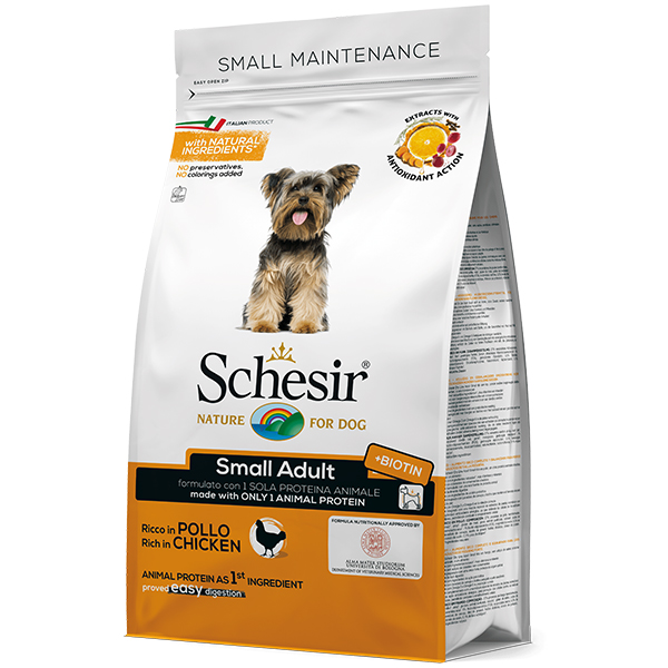 

Сухой монопротеиновый корм для взрослых собак мелких пород Schesir Dog Small Adult Chicken 2 кг