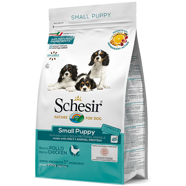 

Сухой монопротеиновый корм для щенков мелких пород Schesir Dog Small Puppy Chicken 800 г