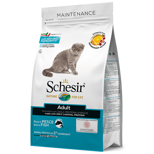 

Сухой монопротеиновый корм Schesir Cat Adult Fish 1.5 кг