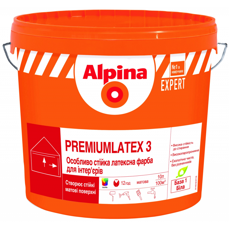 

Интерьерная краска Alpina EXPERT Premiumlatex 3 E.L.F. B3 9,4 л Белая