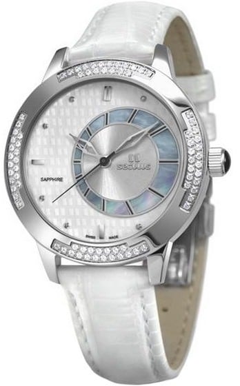 

Женские наручные часы Seculus 1671.2.1063 white mop, ss cz stones, white leather