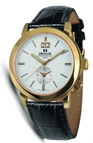 

Мужские наручные часы Seculus 9537.1.620 white, pvd, black leather