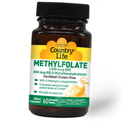 

Метилфолат, Methylfolate, Country Life 60таб Апельсин (36124111)