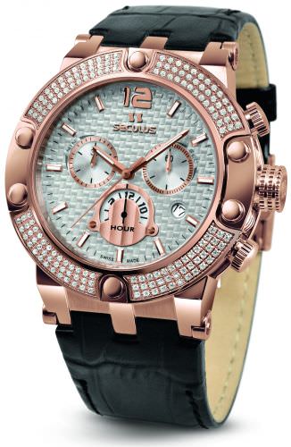 

Мужские наручные часы Seculus 4490.2.503 white, pvd-r stones, black leather