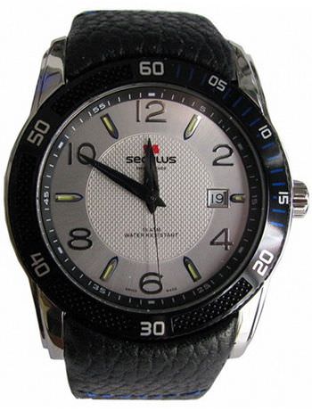 

Мужские наручные часы Seculus 4487.2.715 white, ss tr-b blue tracks, black blue leather