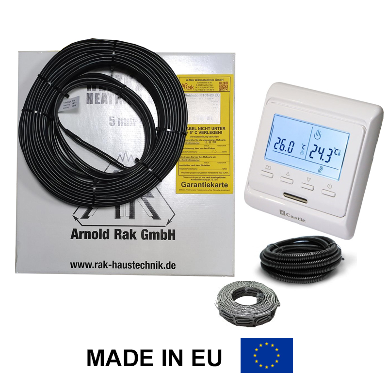 

Теплый пол кабель Arnold Rak 6101-20 EC 1800 Вт + программируемый терморегулятор Castle M 6.716