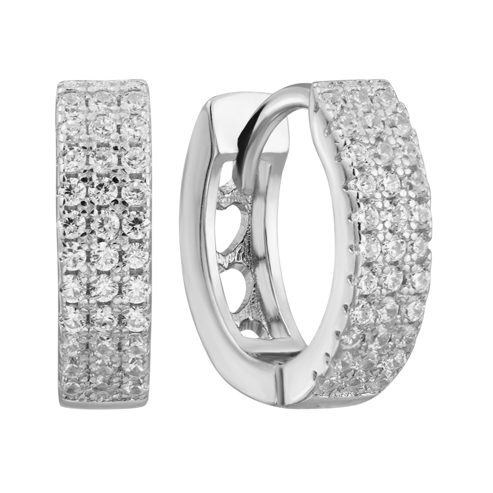 

Серебряные серьги-конго с фианитами, 13мм 000132412