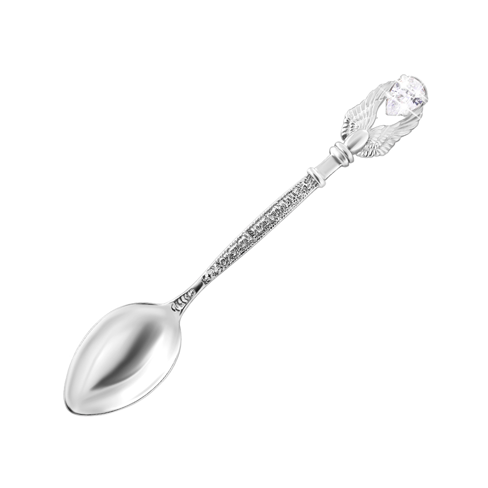 

Серебряная кофейная ложка Дорогой крестнице с цирконием 000068410