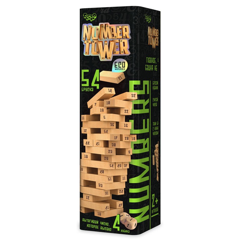 

Настольная Игра Дженга Number Tower (Падающая Башная) 54 бруска Green