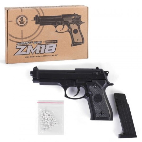 

Пистолет металлический с пульками 6 мм черный ZM18 MIC (ZM18L0024)
